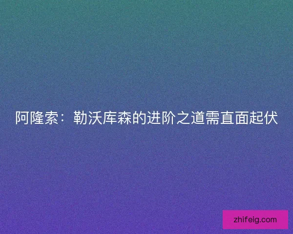 阿隆索:勒沃库森的进阶之道需直面起伏 阿隆索:勒沃库森的进阶之道需直面起伏