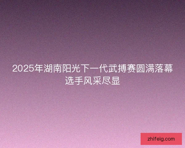 2025年湖南阳光下一代武搏赛圆满落幕选手风采尽显 2025年湖南阳光下一代武搏赛圆满落幕选手风采尽显