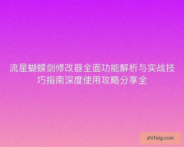 流星蝴蝶剑修改器全面功能解析与实战技巧指南深度使用攻略分享全 流星蝴蝶剑修改器全面功能解析与实战技巧指南深度使用攻略分享全