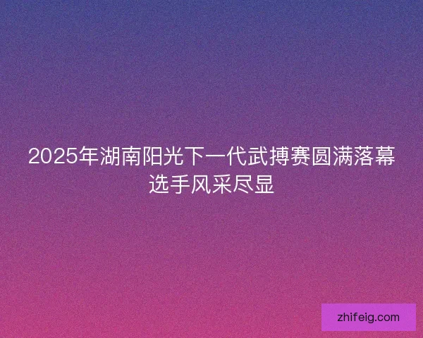 2025年湖南阳光下一代武搏赛圆满落幕选手风采尽显 2025年湖南阳光下一代武搏赛圆满落幕选手风采尽显
